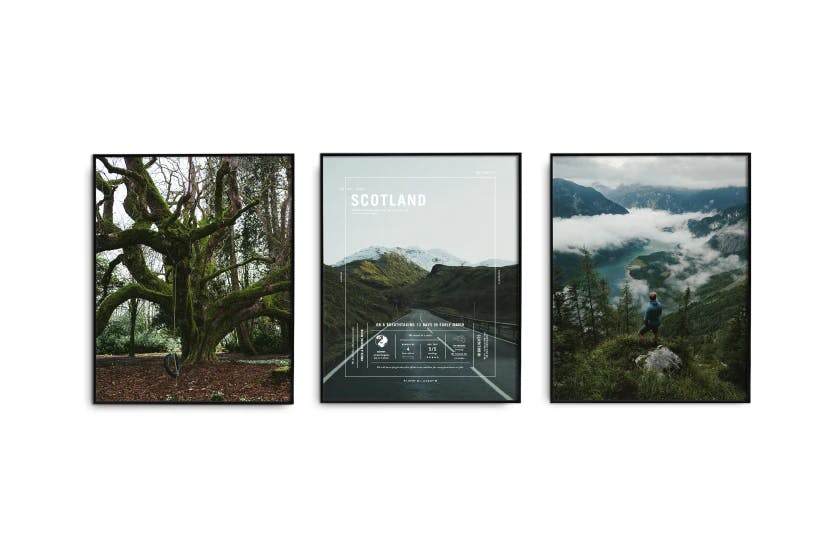 Three Simple Framed Prints on a wall